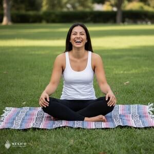 Mexican Falsa Sarape Blanket – Durable Acrylic Throw for Yoga & Beach